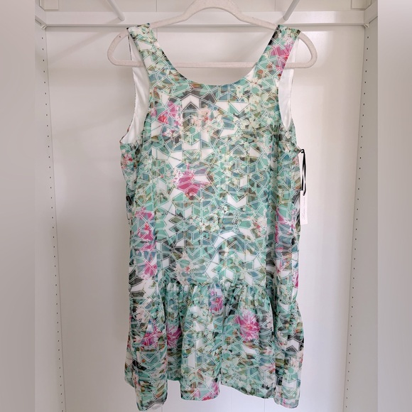 Lovers + Friends Dresses & Skirts - Lovers + Friends Mint Geometric Floral Drop-Waist Dress with Pink Accents